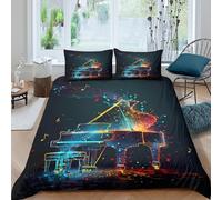Imprimé en 3D Piano musical Taie de couette Microfibre Linge de lit Avec taie d'oreiller Respirant style d'numérique Housse pour couette Séchant rapide pour étudiants adultes Super king（260x220cm）