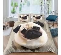 Imprimé en 3D portrait de carlin Housse pour couette Linge de lit Avec taie d'oreiller Durable de peinture artistique Couverture housse Doux pour enfants étudiants familles Super king（260x220cm）