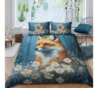 Imprimé en 3D Renard dans la forêt Housse de couette Linge de lit Avec taie d'oreiller Luxe style de peinture animalière Taie de couette Qualité pour familles parents couples King（220x240cm）