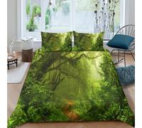 Imprimé en 3D Sentier forestier Couverture housse Linge de lit Avec taie d'oreiller Ultra-doux Style de jungle mystique Housse de couette pour adolescents étudiants résidents Double（200x200cm）