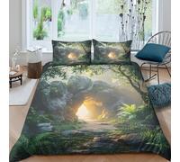 Imprimé en 3D Sentier forestier Housse de couette Linge de lit Avec taie d'oreiller Scène mystique de la nature Taie de couette Confortable pour étudiants adolescents adultes Super king（260x220cm）