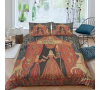 Imprimé en 3D tapisserie médiévale Couverture housse Linge de lit Avec taie d'oreiller Durable scène de la cour royale Housse de couette Doux pour étudiants résidents célibataires Double（200x200cm）