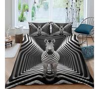 Imprimé en 3D Zèbre dans le tunnel Housse pour couette Linge de lit Avec taie d'oreiller Léger l'des illusions d'optique Couverture housse Lavable pour adultes colocataires Single（140x200cm）