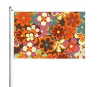 Imprimé floral coloré rétro des années 70,Drapeau de jardin, bannière décorative, drapeau double face, 2 x 3 pieds, pour extérieur et intérieur