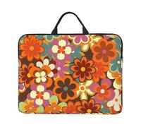 Imprimé Floral coloré rétro des années 70,Housse pour Ordinateur Portable 14 Pouces, Sacoche pour Ordinateur Portable, Mallette avec poignée