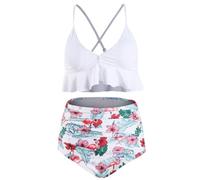 Imprimé floral High Waited Bikini Set Women's Two Piece Mailwear pour la piscine de plage d'été Green XL (Xl)