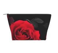 Imprimé Floral Rose Rouge, Trousse de Toilette Trousse de Maquillage Sac à cosmétiques Trousse de Toilette de Voyage Portable