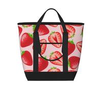 Imprimé fraise rose kawaii,Sacs à lunch isothermes de grande capacité pour femmes et hommes