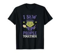 Imprimé Frankenstein d'Halloween à faire soi-même, « Je couds des gens ensemble » T-Shirt