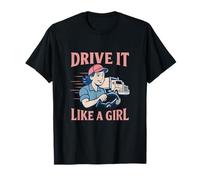 Imprimé graphique « Drive It Like A Girl Trucker » T-Shirt