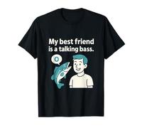 Imprimé graphique humoristique avec inscription « Funny Talking Bass Friend Fishing » T-Shirt