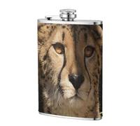 Imprimé guépard blanc,Flasque de poche plate de 8 oz en acier inoxydable 304, idéale pour les activités de plein air.