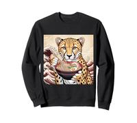 Imprimé guépard Ramen Japonais Kawaii Anime Mignon guépard Sweatshirt