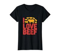Imprimé I Love Beef Cattle Fanatics T-Shirt Graphique avec Valeur, Femme, Noir, L