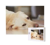 Imprimé Labrador Retriever Jaune,Puzzle Familial en Bois de 500 pièces pour Adultes et Adolescents, décoration d'intérieur