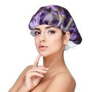 Imprimé lavande vintage,Bonnet de nuit en satin pour adulte - Bonnet de nuit élastique pour femme, couvre-cheveux de nuit