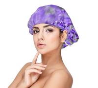 Imprimé lavande violette,Bonnet de nuit en satin pour adulte - Bonnet de nuit élastique pour femme, couvre-cheveux de nuit