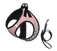Imprimé léopard à Paillettes argentées et Or Rose,Harnais pour Animaux de Compagnie, Harnais réfléchissant réglable pour Chien,M