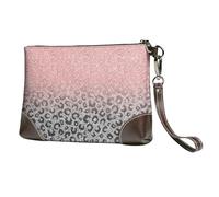 Imprimé léopard à Paillettes argentées et Or Rose,Sacs à Main en Cuir PU pour Femmes, Pochette à Fermeture éclair, Portefeuille, Sac à Main avec dragonne