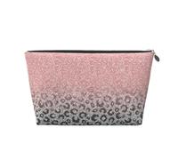 Imprimé léopard à Paillettes argentées et Or Rose, Trousse de Toilette Trousse de Maquillage Sac à cosmétiques Trousse de Toilette de Voyage Portable