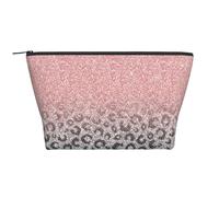 Imprimé léopard à Paillettes argentées et Or Rose, Trousse de Toilette Trousse de Maquillage Sac à cosmétiques Trousse de Toilette de Voyage Portable