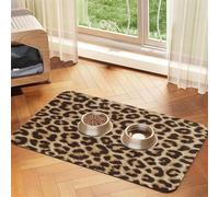Imprimé léopard Amusant,Tapis d'alimentation pour Animaux de Compagnie, Sets de Table en Cuir PU pour Chats et Chiens,30x45cm
