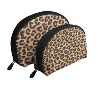 Imprimé léopard Amusant, Trousse de Maquillage Coquille Femme Petit Porte-Monnaie Trousse de Toilette Trousse à cosmétiques 2 pièces