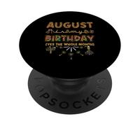 Imprimé léopard « August is My Birthday Yes The Whole Month » PopSockets PopGrip Adhésif