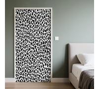 Imprimé Léopard Autocollant Porte 3D 95x215cm Motif Guépard Stickers de Porte Noir et Blanc Sticker Mural Auto-adhésif Papier Peint Intérieure PVC Amovibles Imperméable