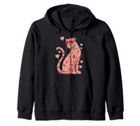 Imprimé léopard avec cœur Rose et Chat Sauvage Sweat à Capuche