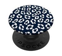 Imprimé léopard Bleu Marine guépard Mignon esthétique Girly Y2K PopSockets PopGrip Adhésif