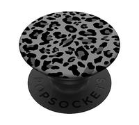 Imprimé léopard élégant motif estival noir et gris PopSockets PopGrip Interchangeable