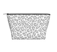 Imprimé Léopard Gris Blanc, Trousse de Toilette Trousse de Maquillage Sac à cosmétiques Trousse de Toilette de Voyage Portable