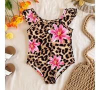Imprimé léopard, hibiscus, flamme de la forêt, vacances à la plage, #Coconutgirl, Maillot de bain une pièce ajusté décontracté pour jeunes filles, Chic princesse, Petites étoiles, Maillot de bain pour