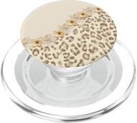 Imprimé léopard Hibiscus Fleur Eté Neutre Beige Esthétique PopSockets PopGrip pour MagSafe