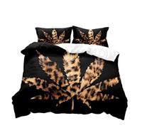 Imprimé LéOpard Housse de Couette 220x240 RéTro AméRicain 3 Piè Parure de Lit Microfibre avec Fermeture Éclair, Parure de Couette avec 2 Taie Oreillers 65x65cm K1709