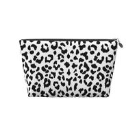 Imprimé léopard Noir et Blanc avec Monogramme, Trousse de Toilette Trousse de Maquillage Sac à cosmétiques Trousse de Toilette de Voyage Portable