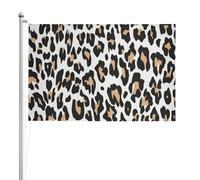 Imprimé léopard orange sur fond blanc Animaux Faune,Drapeau de jardin, bannière décorative, drapeau double face, 2 x 3 pieds, pour extérieur et intérieur