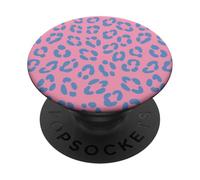 Imprimé léopard Rose Pastel Bleu guépard Esthétique Girly Y2K PopSockets PopGrip Adhésif