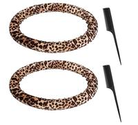 Imprimé léopard Round Curler sans Chauffage 2pcs avec Peigne Double Utilisation de la Tige de Curling pour Les Longueurs de Cheveux Moyens à Longs