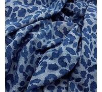 Imprimé léopard Tissu denim au mètre Tissus en coton jean lavé Jacquard tissu jean pour couture 150 cm De Large Pour la couture, le bricolage, la décoration intérieure Matériel de Co(Color:bleu moyen)