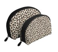 Imprimé Léopard, Trousse de Maquillage Coquille Femme Petit Porte-Monnaie Trousse de Toilette Trousse à cosmétiques 2 pièces