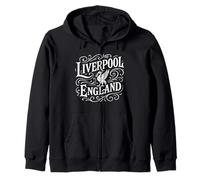 Imprimé Liverpool Angleterre Liverpool Vintage Blanc Sweat à Capuche