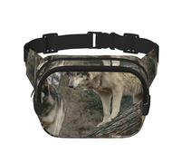 Imprimé Loup,Sac Banane carré Double Couche, Sac de Poitrine