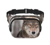 Imprimé Loup Sauvage,Sac Banane carré Double Couche, Sac de Poitrine