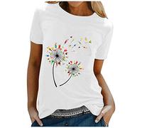 Imprimé Manches Courtes Femmes Élégant Hauts Doux T-shirt Décontracté Voyage Manches Courtes Regular T-shirt Ample Chemisier Mode Manches Courtes Confortable Tee Simple Vêtements d'extérieur Loisirs