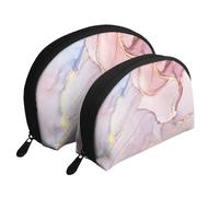 Imprimé Marbre Violet Et Or, Trousse de Maquillage Coquille Femme Petit Porte-Monnaie Trousse de Toilette Trousse à cosmétiques 2 pièces