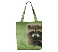 Imprimé mode raton laveur mignon,Sacs d'épicerie réutilisables, sacs fourre-tout de grande capacité, sac à bandoulière en toile