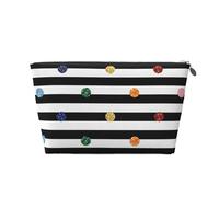 Imprimé Noir et Blanc à Rayures Arc-en-Ciel à Pois, Trousse de Toilette Trousse de Maquillage Sac à cosmétiques Trousse de Toilette de Voyage Portable