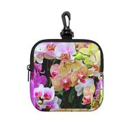 Imprimé Orchidées,Pochette de Rangement carrée à Fermeture éclair, Porte-Monnaie en néoprène, Petit Portefeuille, Pochette à Monnaie, Porte-Monnaie